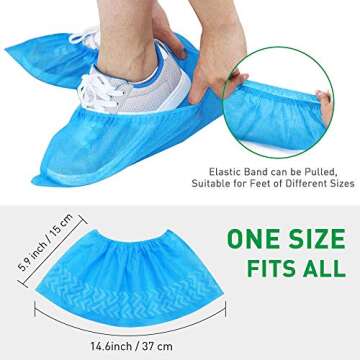 squish Shoe Covers Disposable Non Slip, 100 Pack (50 Pairs) Non Woven Fabric Boot Covers for Indoors Breathable Slip Resistant Durable Boot&Shoes Cover, One Size Fits All