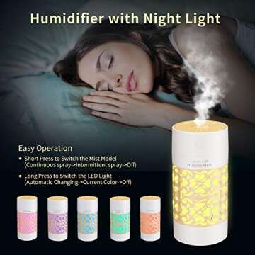 Portable Car Humidifier with Night Light & Auto Shut-Off