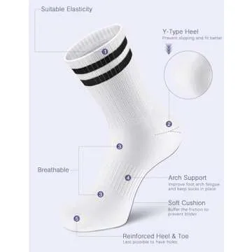 Airacker Athletic Socks for Men Women - 6 Pairs Cushioned Performance Socks