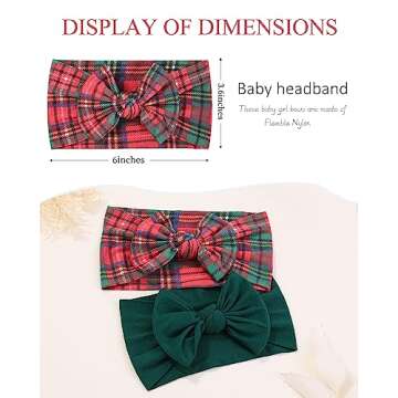 jollybows 3PCS Baby Nylon Headbands Hairbands Hair Bow Elastics for Baby Girls Newborn Infant Toddle...
