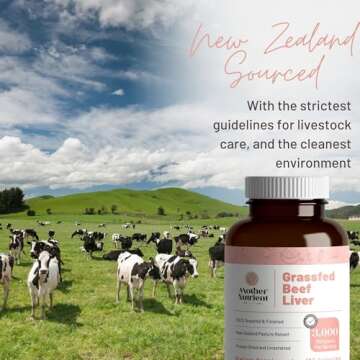 Mother Nutrient Grass Fed Beef Liver Capsules Sourced from Pasture-Raised Beef in New Zealand — Vitamins A and B12 w/Iron, Protein, and More - 45-Day Supply-180 Capsules