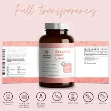 Mother Nutrient Grass Fed Beef Liver Capsules Sourced from Pasture-Raised Beef in New Zealand — Vitamins A and B12 w/Iron, Protein, and More - 45-Day Supply-180 Capsules