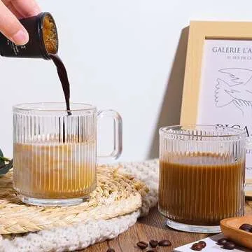 Moretoes Vintage Coffee Mugs Set - 6 Elegant Glass Mugs with Lids