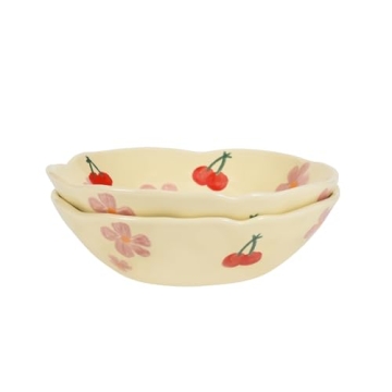 Koythin Cute Cherry Bowls for Salads, Soups, and More
