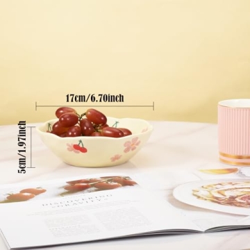 Koythin Cute Cherry Bowls for Salads, Soups, and More