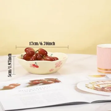 Koythin Cute Cherry Bowls for Salads, Soups, and More