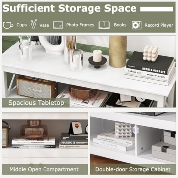 Elegant Tangkula Farmhouse TV Stand with Charging Station