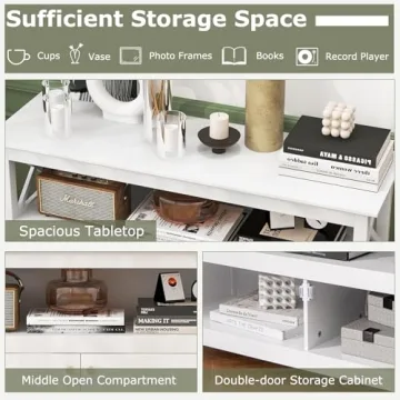 Elegant Tangkula Farmhouse TV Stand with Charging Station