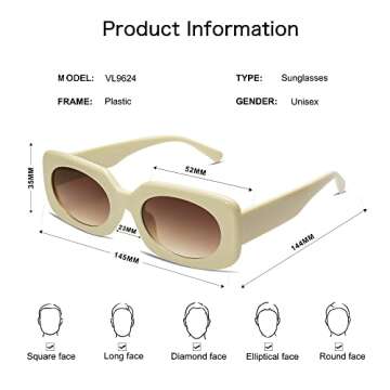 VANLINKER Rectangle Sunglasses for Women with UV400 Protection
