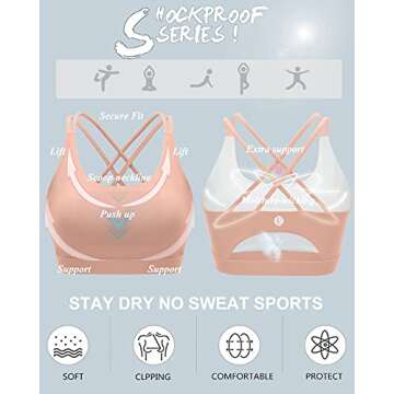 RUNNING GIRL Sports Bras for Women,Strappy Back Pink Bra Plus Size Supportive Workout Bras Padded(WX2354 Pink,XS)
