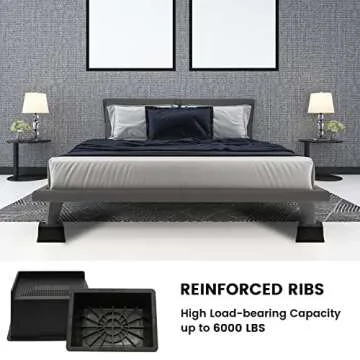 MYMULIKE Bed Risers 6 Inch Heavy Duty, Oversized Furnitures Risers 6 inch Support 6000 lbs, Bed Table Rising Blocks, Fits for Couch, Sofa, Chair, Furniture Lifts 4 Pack