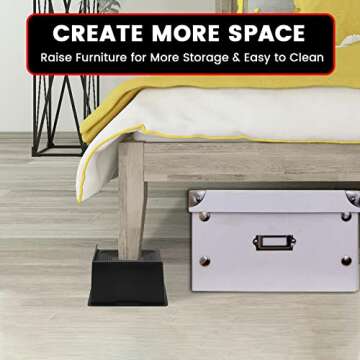 MYMULIKE Bed Risers 6 Inch Heavy Duty, Oversized Furnitures Risers 6 inch Support 6000 lbs, Bed Table Rising Blocks, Fits for Couch, Sofa, Chair, Furniture Lifts 4 Pack