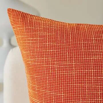 Kevin Textile Fall Pillow Cover Decor Lined Linen Throw Pillow Cases Cushion Cover Seasonal Autumn Pillow Covers for Chair, 18"x18"(2 Pack, Orange)