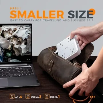 Slim Flat Plug Surge Protector Power Strip with USB-C