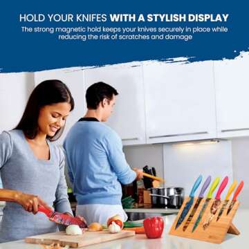 Chef’s Vision Magnetic Knife Block - Elegant Bamboo Knife Holder