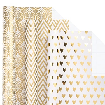LeZakaa Gold Wrapping Paper - Elegant Gift Wrap Set