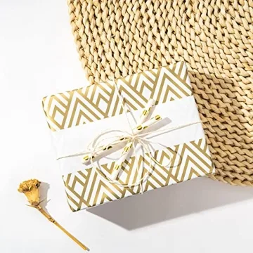 LeZakaa Gold Wrapping Paper - Elegant Gift Wrap Set
