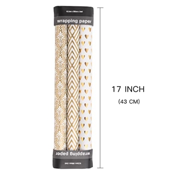 LeZakaa Gold Wrapping Paper - Elegant Gift Wrap Set