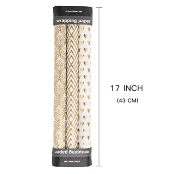 LeZakaa Gold Wrapping Paper - Elegant Gift Wrap Set