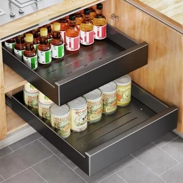 Pull Out Cabinet Organizer Fixed With Adhesive Nano Film, Heavy Duty Storage and Drawer Organization...