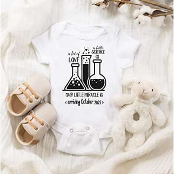 IVF Baby Bodysuit, Made With Love and Science, PERSONALIZED Pregnancy Announcement Reveal IVF Miracl...