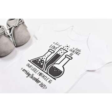 IVF Baby Bodysuit, Made With Love and Science, PERSONALIZED Pregnancy Announcement Reveal IVF Miracle Baby Worth The Wait