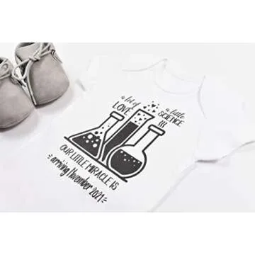 IVF Baby Bodysuit, Made With Love and Science, PERSONALIZED Pregnancy Announcement Reveal IVF Miracle Baby Worth The Wait