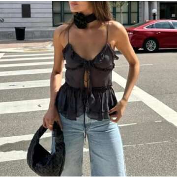 Trendy Women See Through Mesh Crop Top for Summer Style