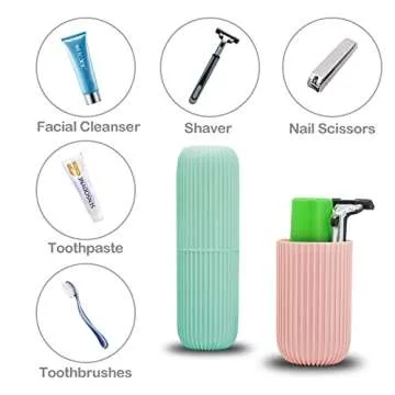 Trendy Toothbrush Holder for Travel - 2 Pack Pink Blue
