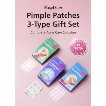 EasyDerm 3-Type Pimple Patches Gift Set, Acne care soluution, Korean Spot Patch to Cover ZitsㅣQuic...
