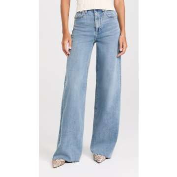 rag & bone Women's Flexi Sofie High Rise Full Length Wide Jeans, Whitney, Blue, 26