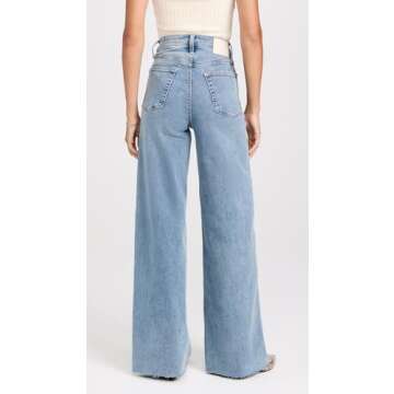 rag & bone Women's Flexi Sofie High Rise Full Length Wide Jeans, Whitney, Blue, 26