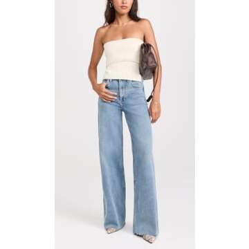 rag & bone Women's Flexi Sofie High Rise Full Length Wide Jeans, Whitney, Blue, 26