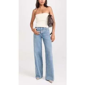 rag & bone Women's Flexi Sofie High Rise Full Length Wide Jeans, Whitney, Blue, 26