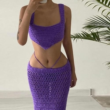 Stylish Summer Two-Piece Knit Set with Maxi Skirt