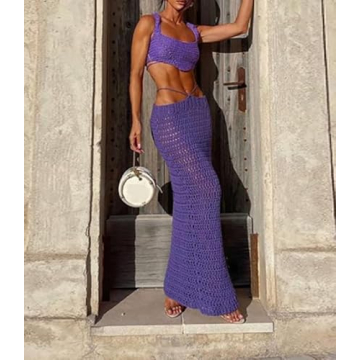 Stylish Summer Two-Piece Knit Set with Maxi Skirt