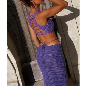 Stylish Summer Two-Piece Knit Set with Maxi Skirt