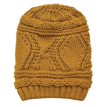 Lilax Knit Slouchy Oversized Soft Warm Winter Beanie Hat Mustard
