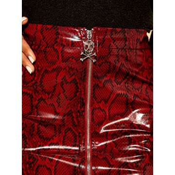 Stylish Floerns Red Snakeskin Mini Skirt for Casual Outings