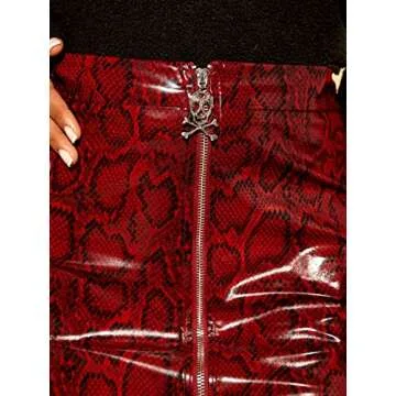 Stylish Floerns Red Snakeskin Mini Skirt for Casual Outings