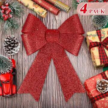 MCEAST 4 Pack Red Christmas Wreath Bow for Decor
