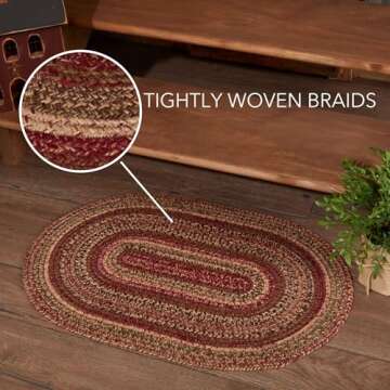 Cider Mill Primitive Jute Accent Rug 20"x30" for Rustic Decor