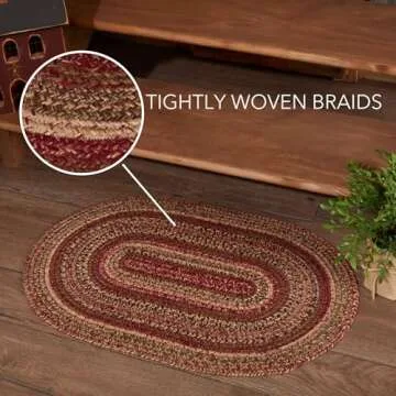 Cider Mill Primitive Jute Accent Rug 20"x30" for Rustic Decor