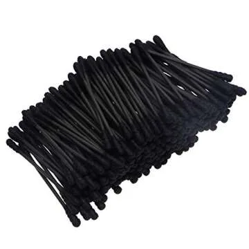 Mini Skater 100 Pcs Black Cotton Swabs with Cardboard Handles 3 Inch Buds Spiral Double Head Multipurpose Natural Short Applicators for Makeup Removal Small Parts Cleaning Ear (Black)