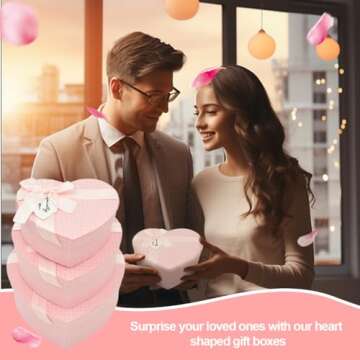TUICARE 3 Pcs Heart Shaped Boxes Valentine's Day Heart Shaped Floral Gift Boxes Valentines Nesting C...