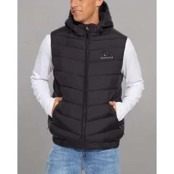 Venustas Men's heated Down Vest with battery pack 7.4V, Lightweight Electric Vest Battery Heated for Men with Detachable hood