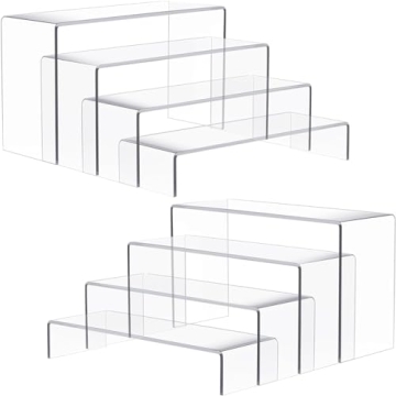 Transform Your Displays with 2 Set of Large Acrylic Risers - 8 Pcs Rectangular Showcases!