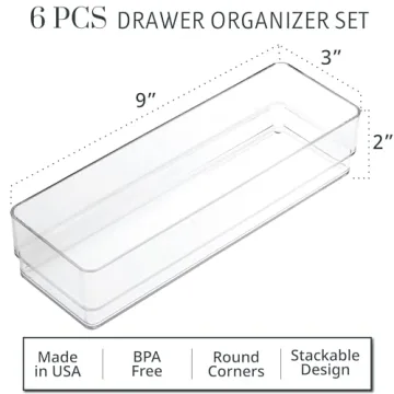 STORi SimpleSort Stackable Clear Drawer Organizers Set