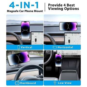 Nycetek Tesla Phone Mount Holder for, [Super Suction Power] Dashboard Magnetic iPhone Car Mount for Tesla Model Y/3/S/X Accessories 2023, Alloy Foldable Car Holder for iPhone Samsung and More