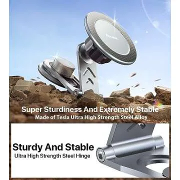 Nycetek Tesla Phone Mount Holder for, [Super Suction Power] Dashboard Magnetic iPhone Car Mount for Tesla Model Y/3/S/X Accessories 2023, Alloy Foldable Car Holder for iPhone Samsung and More